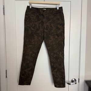 Ann Taylor Loft Marisa Pants Women 10 Green Camo Skinny Ankle Stretchy Utility